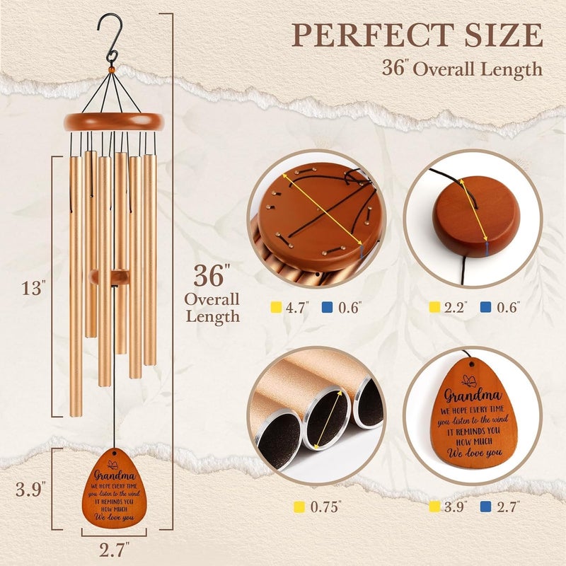 Leebbsin Gifts for Grandma, Grandma Wind Chime, Christmas Best Gift for Grandmother, Grandma Birthday Gifts from Grandchildren, Grandma Gift for Thanksgiving Mother's Day-Large 36'' - Image 5